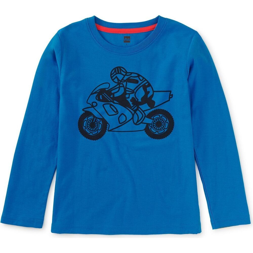 Tea Collection Boys Blue Motorcycle Long Sleeve T-Shirt size: 5T